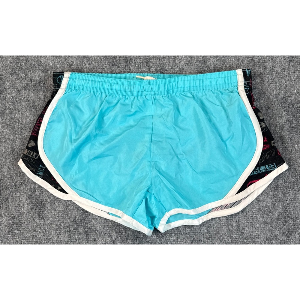 Soffe Girls L 14/16 Turquoise Black Pattern Side Trim Dolphin Running Shorts NWT